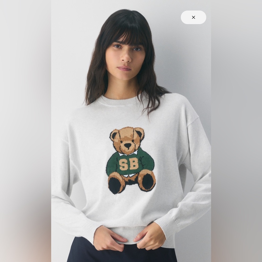 Aritzia Sunday Best White Teddy Graphic Crewneck Sweater